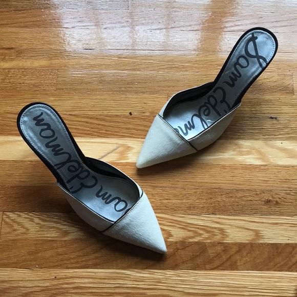 Sam Edelman Odelia Cow fur white cream slides heel - Picture 3 of 5